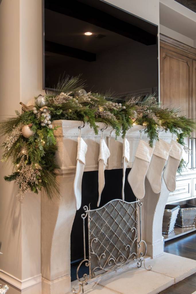 white flocked christmas tree interior design dallas stockings