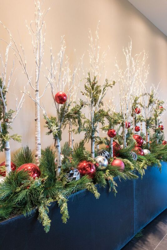 Christmas interior design holiday decor custom office corporate restaurant