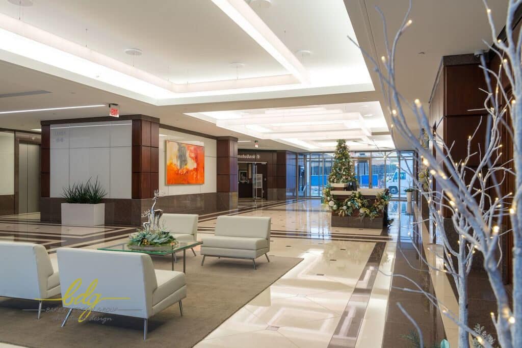 corporate interior decorating christmas holiday dallas office